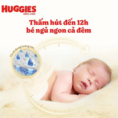 Combo 3 gói Tã/bỉm dán sơ sinh Huggies Skin Perfect NB 70+4 miếng với 2 vùng thấm giảm kích ứng da