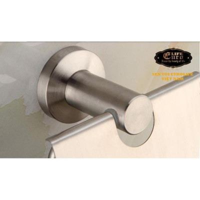 Kệ treo khăn Inox 304 đa chức năng Eurolife EL-B7, Tặng Móc treo giấy vệ sinh EL-P03-4 ( Trắng bạc )
