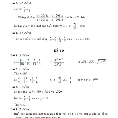 	100 Đề Kiểm Tra Toán 7 _KV