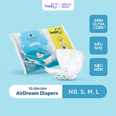 Gói dùng thử Tã / bỉm dán Hoppi AirDream Diaper NB / S / M / L số lượng 2 miếng