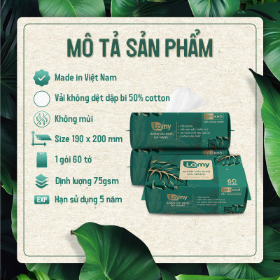 Khăn vải khô đa năng Lamy EcoWipes gói 60 tờ không mùi không cồn không chất tẩy trắng
