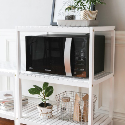 KỆ GỖ ĐỂ LÒ VI SÓNG 3 TẦNG HÀN QUỐC MÀU TRẮNG - OVEN RACK 3F WHITE