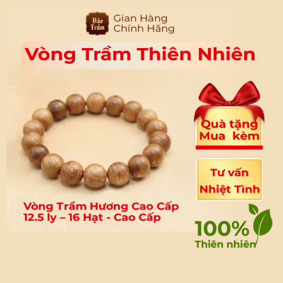 Vòng Trầm Hương 12.5 ly – 16 Hạt – Cao Cấp | Bảo Trầm – Trầm Hương Tự Nhiên, Hương Thơm Thanh Nhẹ, Hộ Thân May Mắn