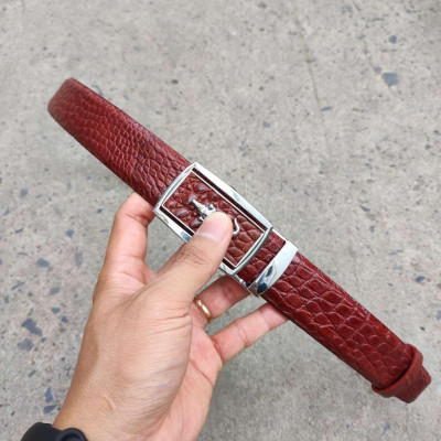 Thắt lưng da cá sấu bông hông mềm dễ sử dụng! TS120B (mặt bạc)