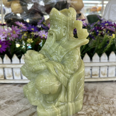Tượng ông Thần Tài kim tiền, thần phát phong thủy đá ngọc onyx đặt bàn thờ thần tài - Cao 20 cm