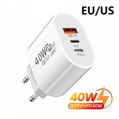 Cốc Củ đầu Sạc Nhanh 3 Cổng USB 40W 65W Type C 3.0 Cho Điện Thoại smartphone [ Miếng Lót chuột ]