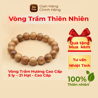  Vòng Trầm Hương 5 ly – 21 Hạt – Cao Cấp | Bảo Trầm – Trầm Tự Nhiên 100%, Mùi Thơm Thanh Nhẹ, Tinh Tế Cho Nữ