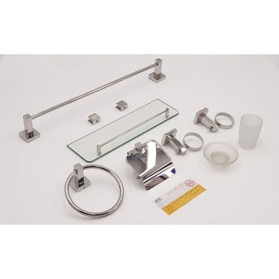 Bộ phụ kiện 6 món bát vuông inox sus 304 cao cấp Eurolife EL-P02