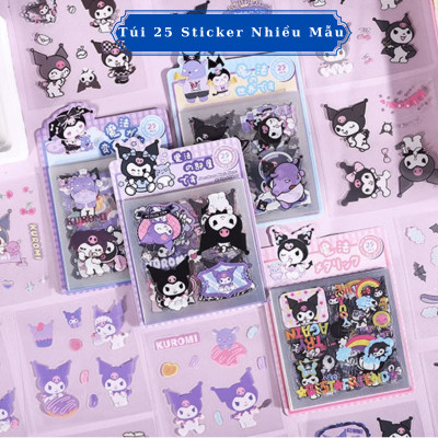 Túi 25 Tờ Sticker Sanrio, Gấu Dâu, Cinnamoroll, Thỏ Tai Hồng (Đã Cắt Sẵn) 