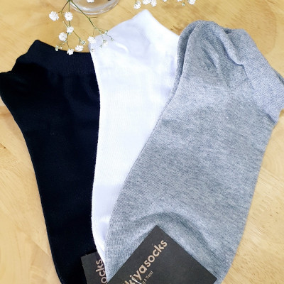 Tất vớ nam trơn cotton cổ ngắn Kikiya cao cấp Hàn Quốc M-A-001