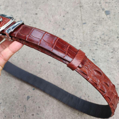 Thắt Lưng Nam Da Cá Sấu Liền Gai Lưng N31ND1 (Mặt trắng)