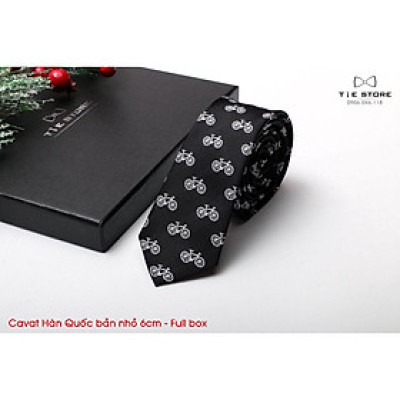 SALE Cà Vạt Nam Bản nhỏ 6cm đen xe đạp - Cavat Hàn Quốc Cao Cấp