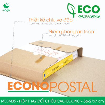 MEBM05 - 36x27x7 cm - 60 hộp carton thay đổi chiều cao siêu tiết kiệm - Hộp đóng sách, hộp gói hàng
