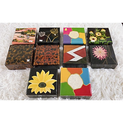 Hộp sơn mài vuông cao cấp Thanh Bình Lê đa năng đựng đồ vật, làm quà tặng ý nghĩa size 13x6 cm