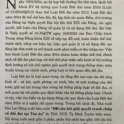 100 câu hỏi giải quyết tranh chấp về đất đai tại Toà án