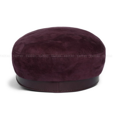 Mũ beret nữ da cừu phối da lộn cao cấp BHY1920 Nón lưỡi trai nữ phong cách Hàn Quốc