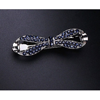 Kẹp tóc đính đá hình nơ vô cực màu xanh đen - Kẹp tóc nữa sau sang trọng