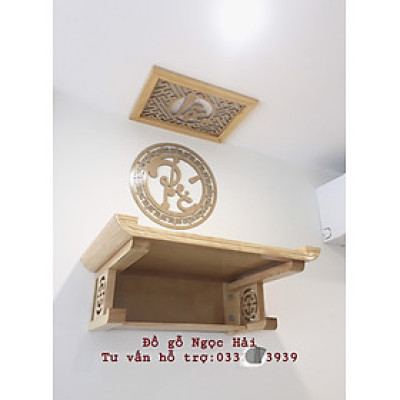 Combo bộ bàn thờ chung cư + ám khói + chữ phúc hay chữ bất kỳ bằng  gỗ sồi 