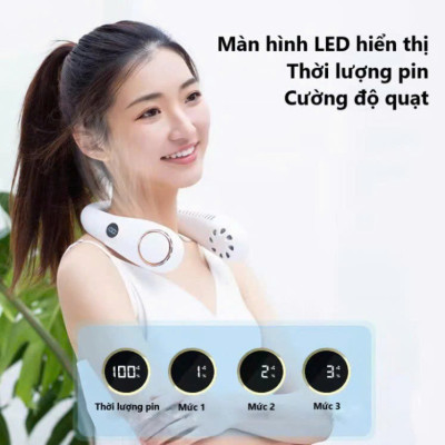 Quạt Đeo Cổ Không Cánh – Làm Mát Dịu Nhẹ, Pin Trâu, Màn Hình LED Hiện Đại
