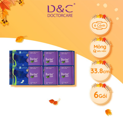 Combo 6 Băng vệ sinh ban đêm Doctor Care tinh chất thảo dược 33.8cm siêu thấm hút