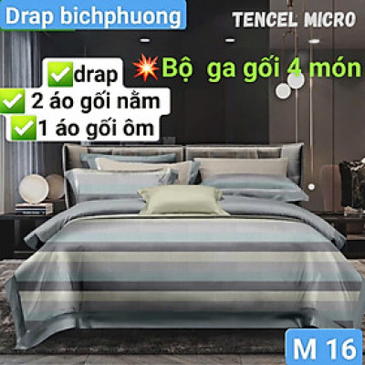 Bộ drap gối Tencel vải Hàn Quốc , đỉnh cao mát , mềm mại { drap và 3 áo gối}