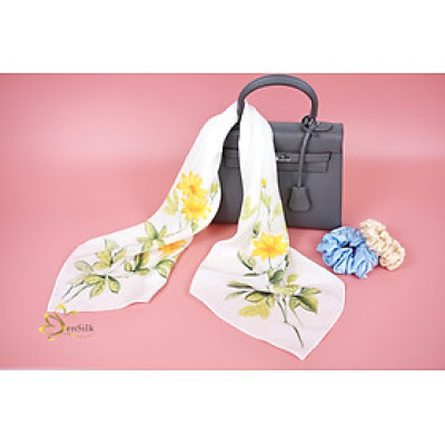 Khăn Lụa Vuông Vẽ Hoa Dã Quỳ – SenSilk Painting Silk