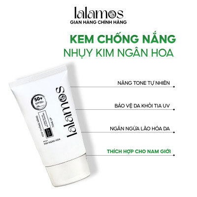 Kem chống nắng Lalamos nhụy Kim Ngân Hoa tone up unisex SPF 50+ PA++++ 50ml