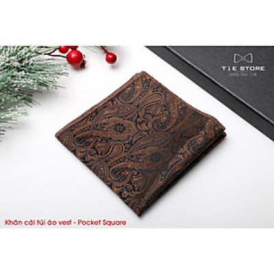 Ca Vat bộ 3 món kèm hộp túi xách cao cấp, quà tặng chú rể, Cavat nâu họa tiết