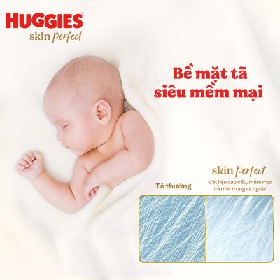 Combo 3 gói Tã/bỉm dán sơ sinh Huggies Skin Perfect S 54+4 miếng với 2 vùng thấm giảm kích ứng da