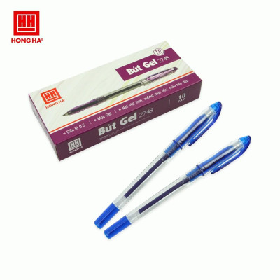 Hộp 12 Bút gel ngòi 0.5mm mực xanh/đen/đỏ - Hồng Hà - 2748