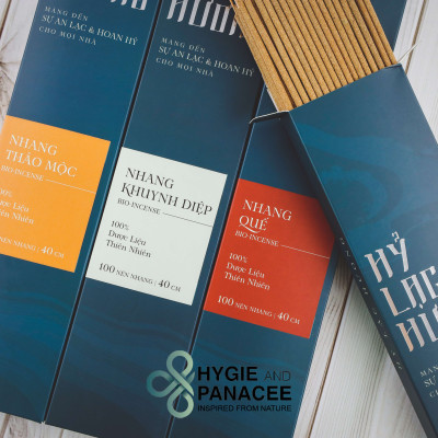 Nhang/Hương Khuynh Diệp Hỷ Lạc Hương Hygie - Nhẹ nhàng, thanh sạch, khử mùi không khí, được làm từ các loại lá thảo dược chứa tinh dầu. rụng tàn tự nhiên, ít khói, khói nhẹ mau tan