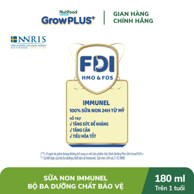 Thùng Sữa Bột Pha sẵn Nutifood GrowPLUS+ Sữa Non Immunel trên 1 tuổi (24 hộp x 180ml)