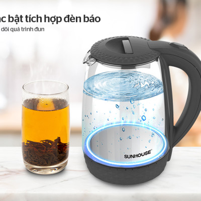 [Hàng Chính Hãng]  Ấm Siêu Tốc Thủy Tinh Sunhouse SHD1215 1.8 Lít - Bảo Hành 12 Tháng Toàn Quốc