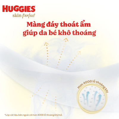 Tã/bỉm dán sơ sinh Huggies Skin Perfect S 80+2 miếng với 2 vùng thấm giảm kích ứng da