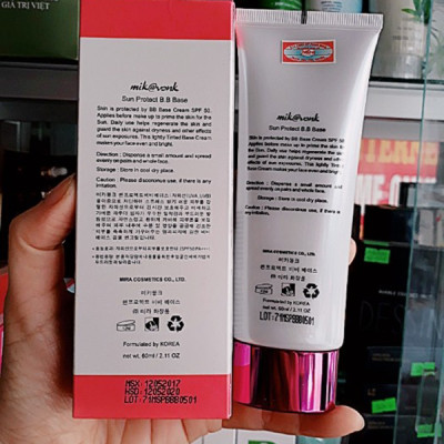 Kem chống nắng dưỡng da Mik@vonk Sun Protect BB Base Hàn Quốc 60ml tặng kèm móc khoá