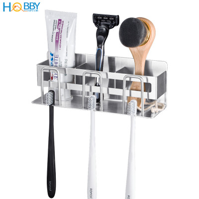 Kệ để bàn chải 3 ngăn inox 304 sơn đen dán tường Hobby home decor CD4B