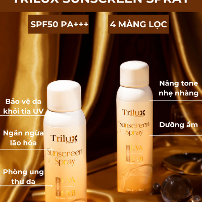 Xịt Chống Nắng Trilux SPF50 PA+++ Giúp Dưỡng Ẩm, Nâng Tone Hỗ Trợ Giảm Thâm Nám