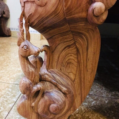 Sập Nằm Ngũ Phúc Cài Mai Cỡ Đại Gỗ Hương Đá