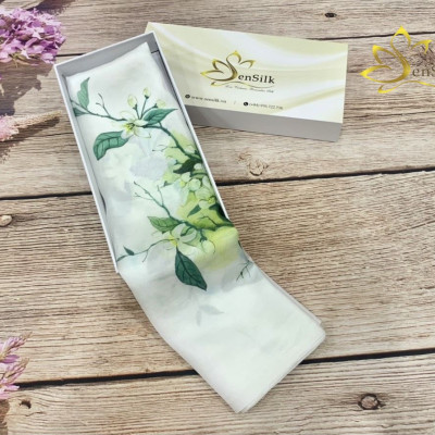 Khăn Lụa Đẹp Vẽ Hoa Bưởi SenSilk – Quà Lưu Niệm Ý Nghĩa, Khăn Lụa Vuông Cao Cấp