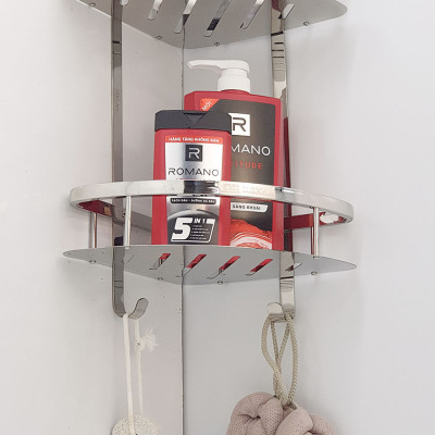 Kệ góc đôi phòng tắm Inox SUS 304Eurolife EL-KG2 (Trắng bạc)