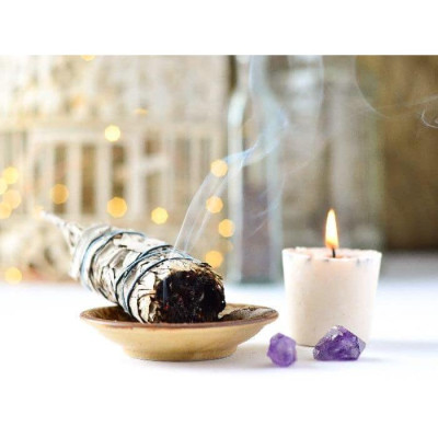 Sét 1 bó xô thơm đen và 1 thanh palo santo (black sage & palo santo)