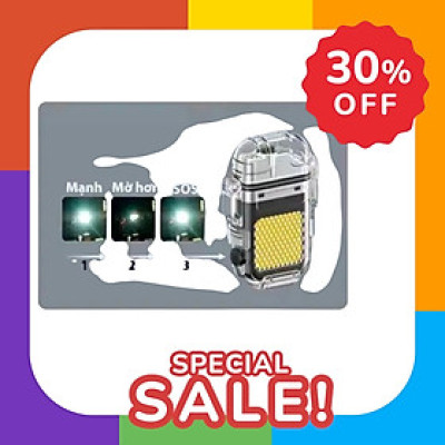 Bật Lửa Sạc Điện Cao Cấp 3 in 1. Kiêm Đèn Pin LED 3 Chế Độ, Móc Khoá Tiện Lợi,  Sạc Nhanh Type C, Chống Nước IPX6