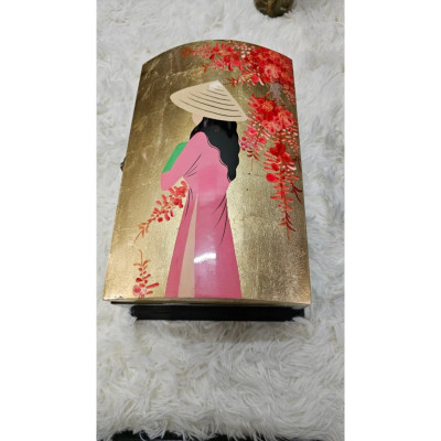 Hộp nữ trang 2 tầng nắp cong Sơn Mài Cao Cấp Thanh Bình Lê đựng đồ trang sức, vật dụng nhỏ xinh, làm quà tăng,...