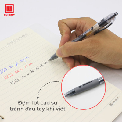 Hộp 12 Bút gel, bút bi nước Hồng Hà mực Xanh, Đen, Đỏ màu sắc tươi sáng - 2766