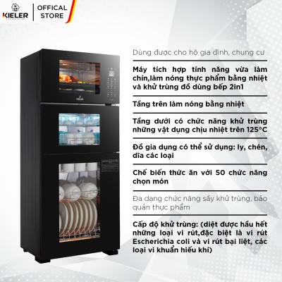 Tủ khử trùng Kieler KL-TL520 2 in 1 tích hợp lò chiên thức ăn và khử trùng đồ dùng bếp đa dạng chức năng sấy khử trùng - Hàng Chính Hãng