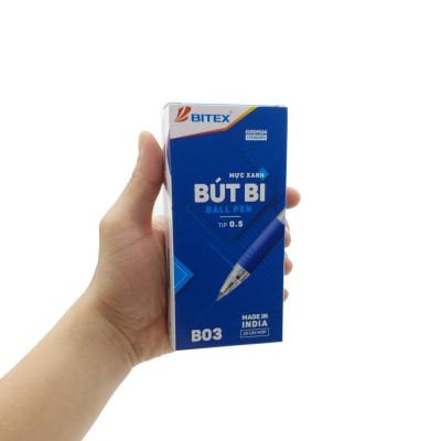 Hộp 20 Bút Bi 0.5mm Bitex B03 - Mực Xanh
