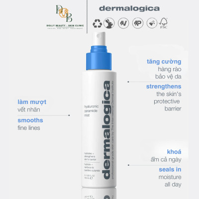 Xịt khoáng hồi sinh làn da HYALURONIC CERAMIDE MIST 150ml tăng cường, cấp ẩm & mịn mượt của Dermalogica