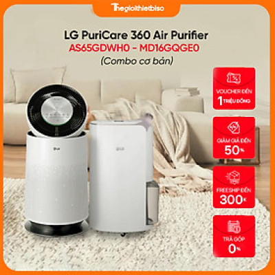 [COMBO CƠ BẢN] Máy lọc không khí LG PuriCare360 - AS65GDWH0 - Máy hút ẩm 16L LG - MD16GQGE0 - Hàng chính hãng LG