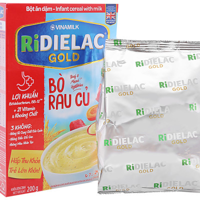 Bột ăn dặm Ridielac Gold bò rau củ hộp 200g (7 - 24 tháng)