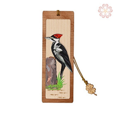Bookmark giấy xoắn - chú chim gõ kiến - size 13.5 x 5,3 cm
